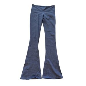 Alo Yoga Heathered Charcoal Gray High Waist Flare Leggings Bell Bottom Pants XS